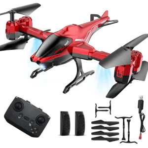 Сгъваем дрон с камера, сензори за препятствия и режим без глава, червен