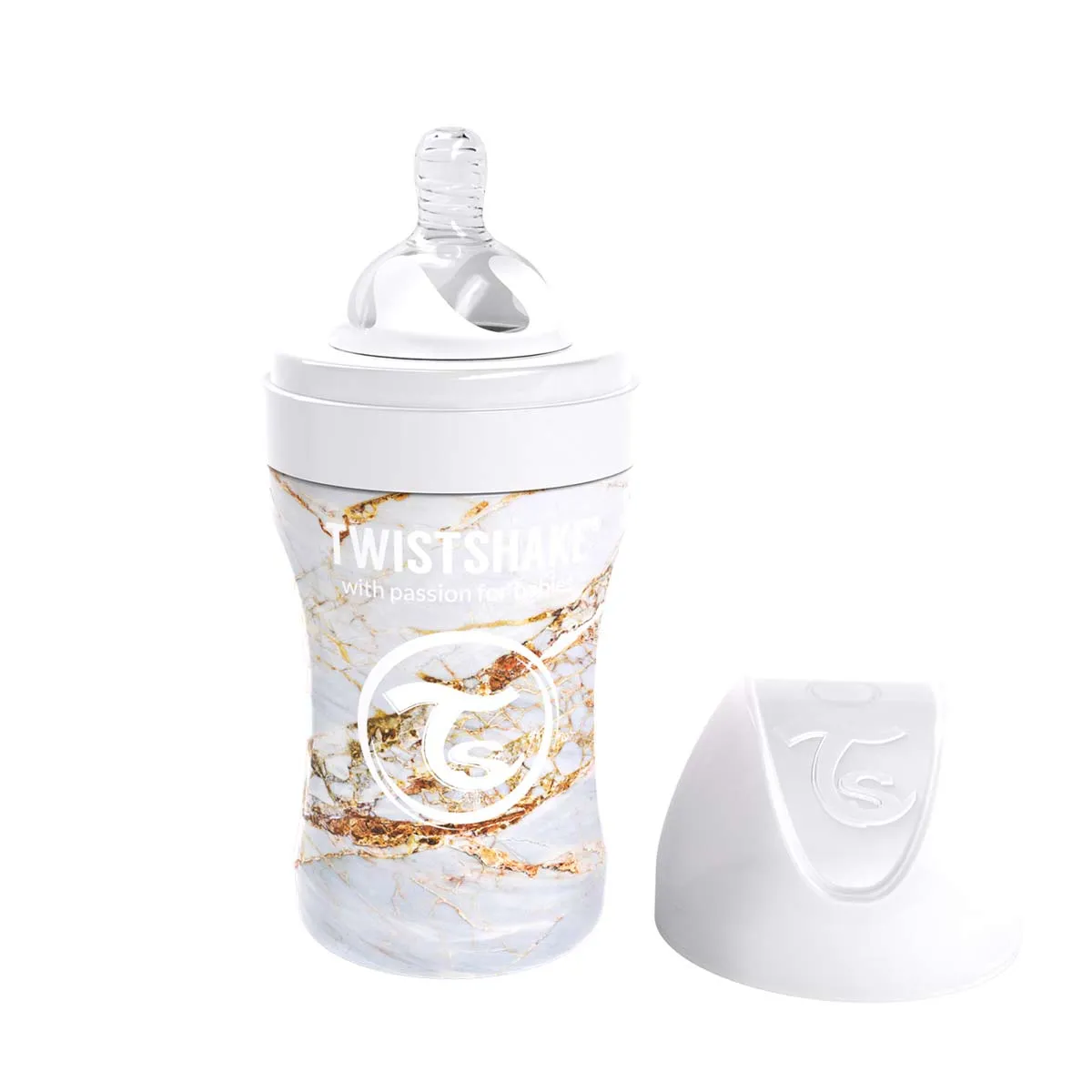 Twistshake Baby Bottle 260ml Stainless Steel - Marble White