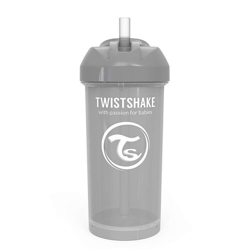 Чаша Със Сламка Twistshake - 360 Ml 12+ Месеца Сива