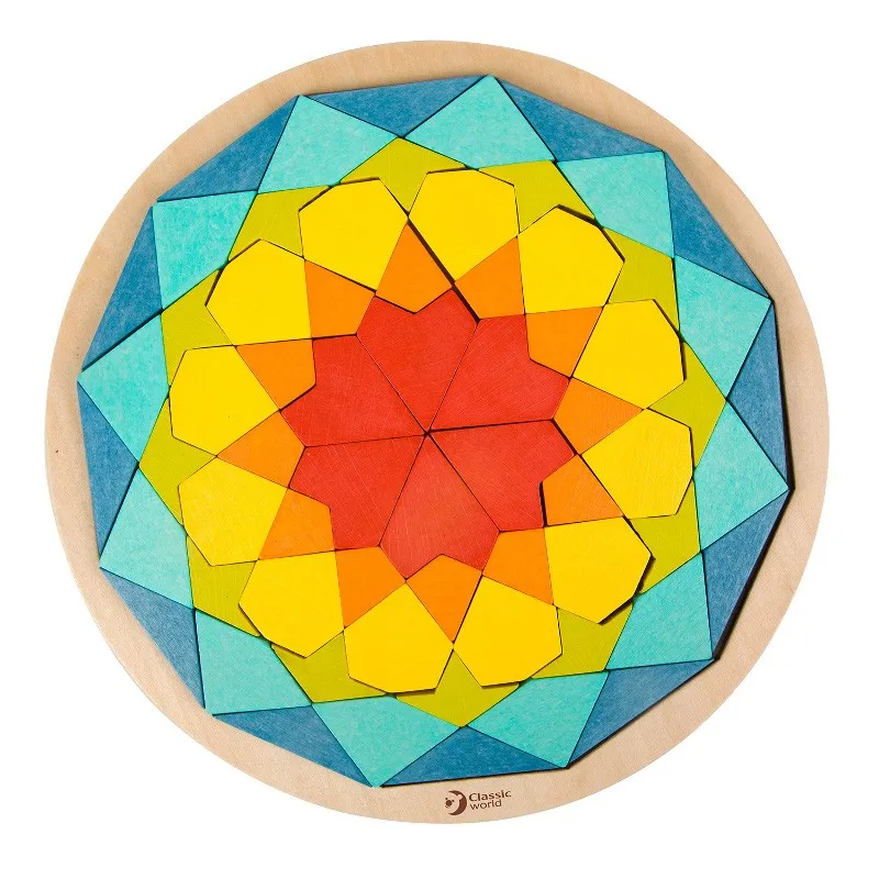 Wooden Floral Puzzle with Mandal Blocks