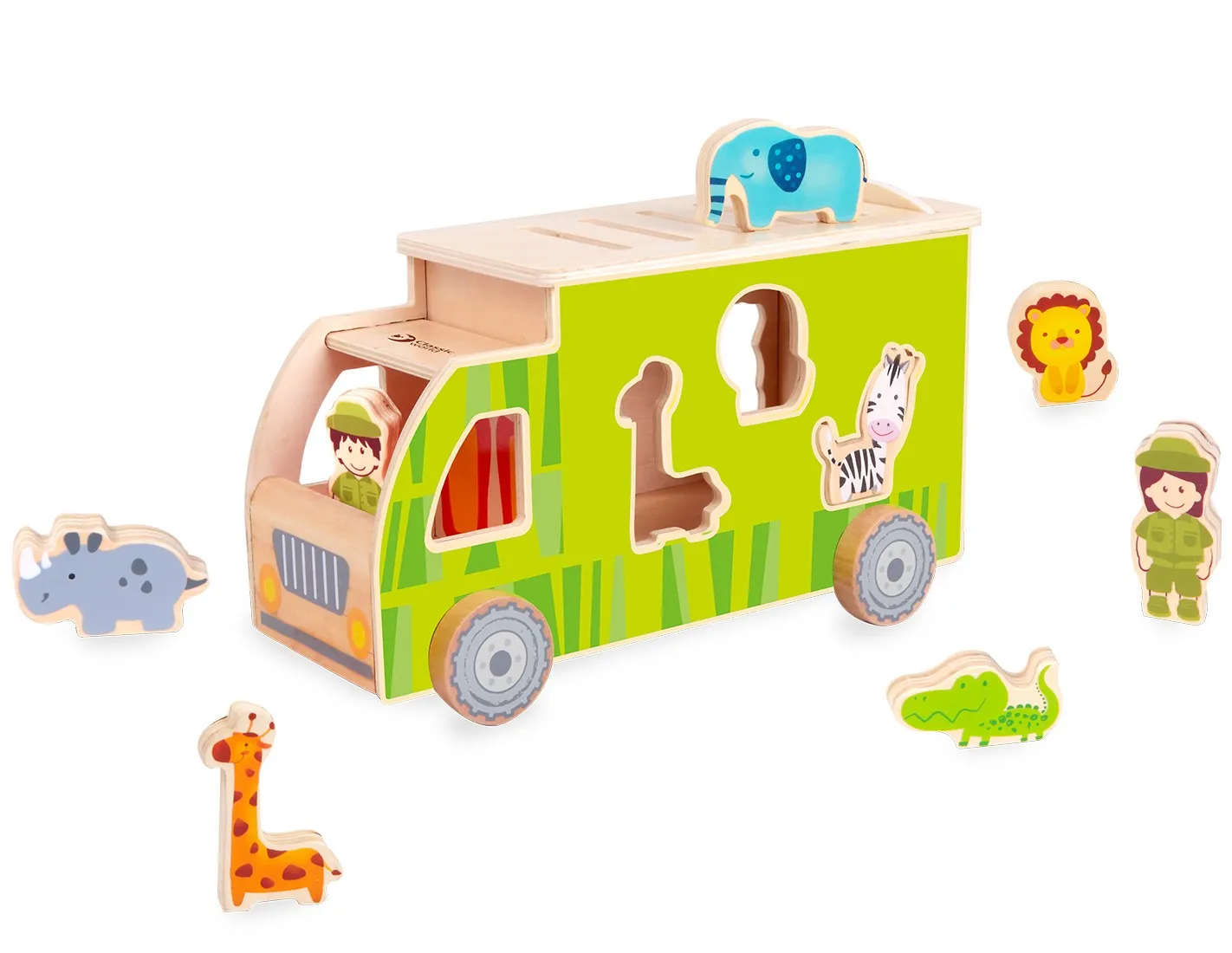 Wooden Animal Shape Sorter Truck - Green