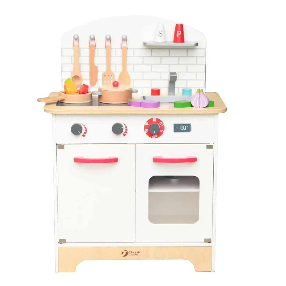 Children's Wooden Play Kitchen with Accessories