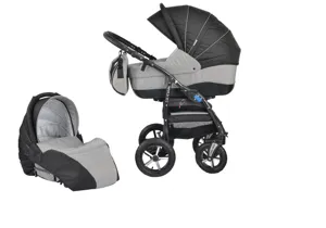 Детска Количка Baby Merc 2 в 1 Модел Zipy Черна Със Сиво