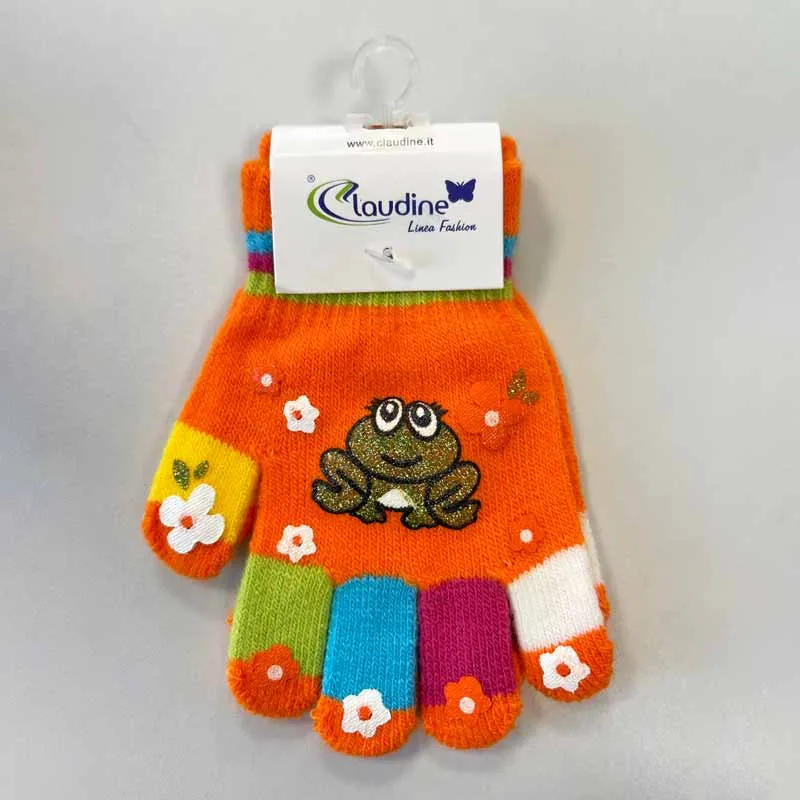 Children's Frog Mittens, Orange, 3-5 Years.
