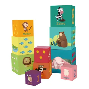 Cardboard Cubes for Stacking - Forest Animals