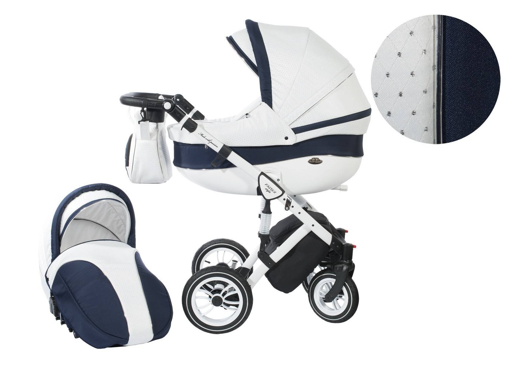 Количка Baby Merc 2 в 1 Модел Style Бяла с Тъмно Синьо
