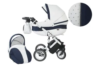 Количка Baby Merc 2 в 1 Модел Style Бяла с Тъмно Синьо
