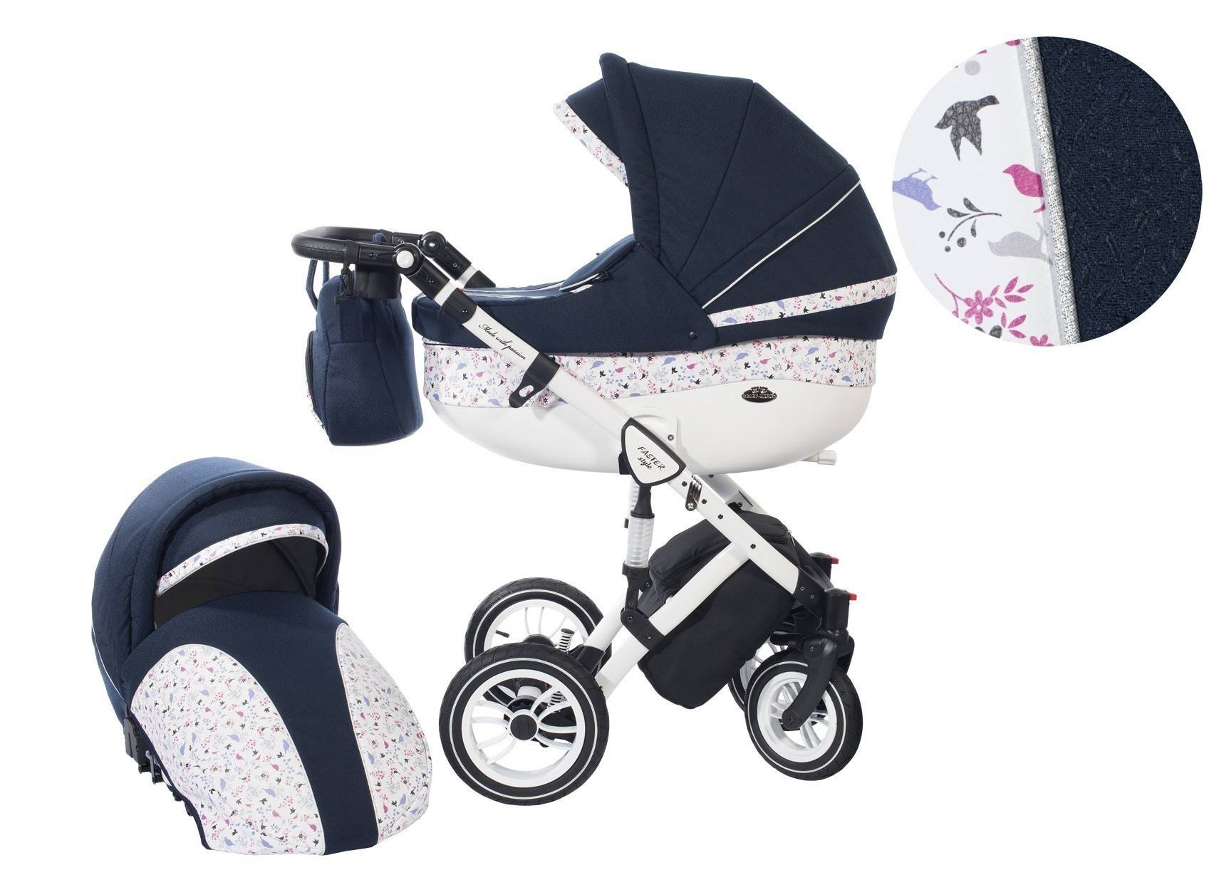 Количка Baby Merc 2 в 1 Модел Style Тъмносиня с Бяло