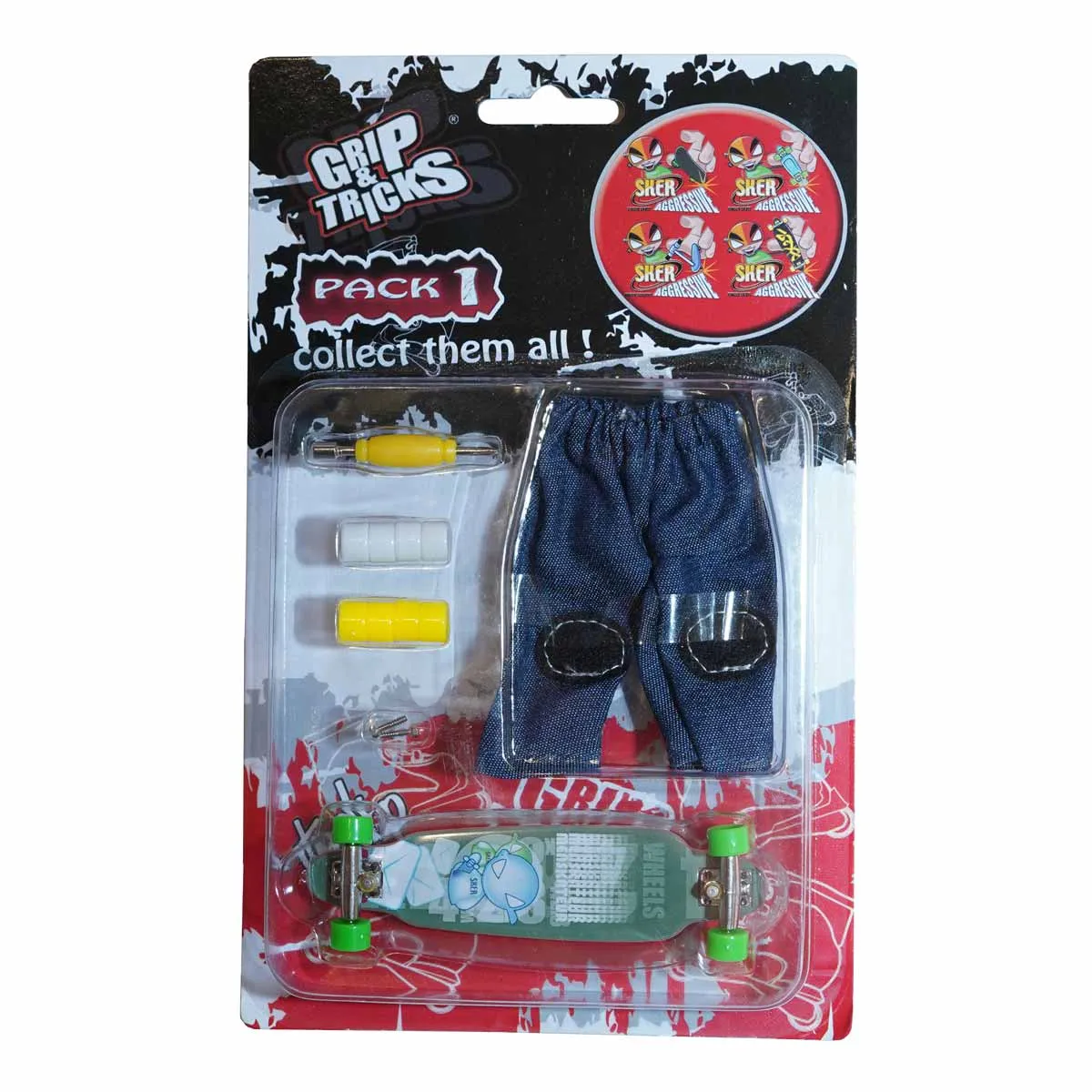 Fingerboard Toy Set, Long Board, Turquoise, with Emoji