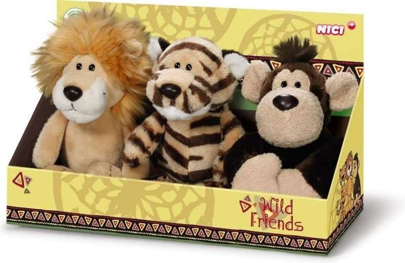 Комплект Плюшени Играчки - Лъв, Тигър, Маймуна