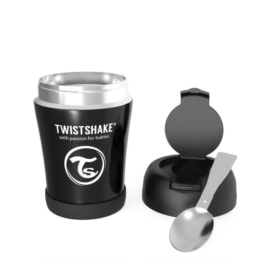 Контейнер За Храна От Неръждаема Стомана Twistshake 6+ Месеца Черен