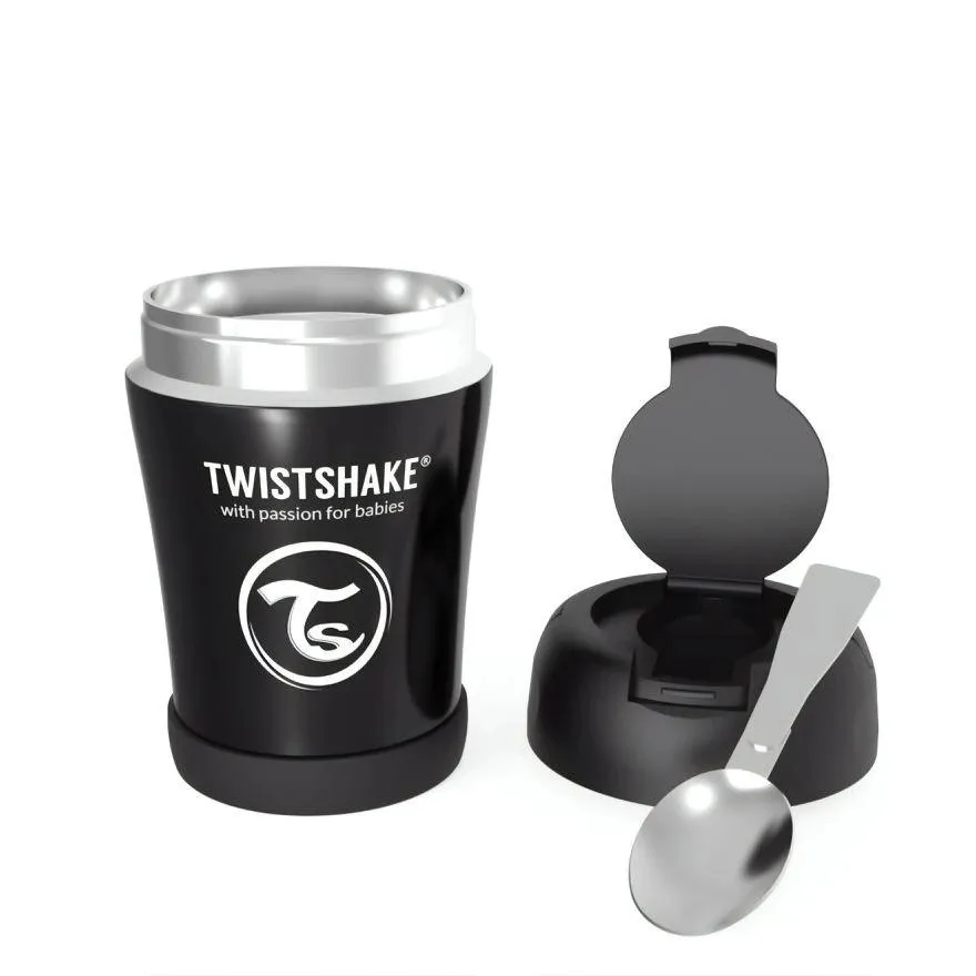 Контейнер За Храна От Неръждаема Стомана Twistshake 6+ Месеца Черен