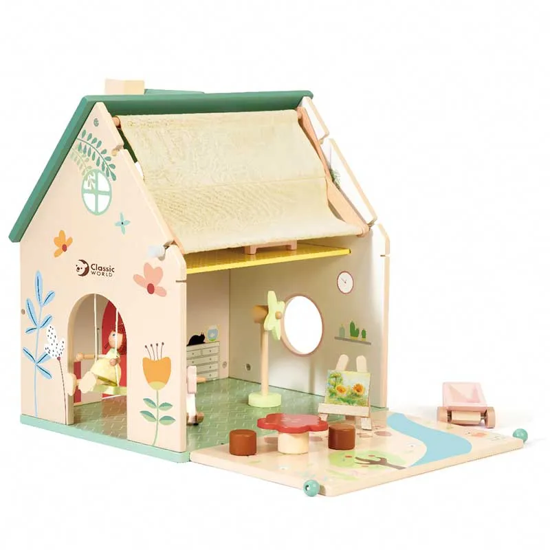 Modern Wooden Villa on the Flowers for Play