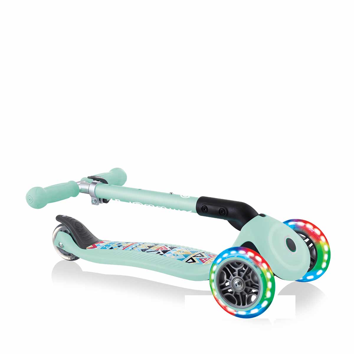 Сгъваема Тротинетка Със Светещи Колела Globber Junior Fantasy Lights, Ментово Зелена