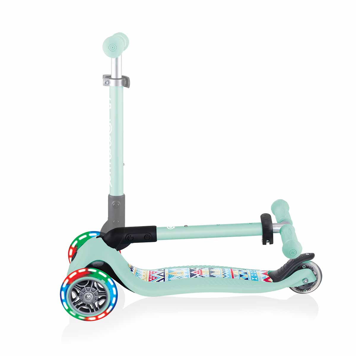 Сгъваема Тротинетка Със Светещи Колела Globber Junior Fantasy Lights, Ментово Зелена