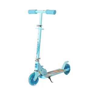 Foldable Scooter for Kids with Two Light-up Wheels - Blue