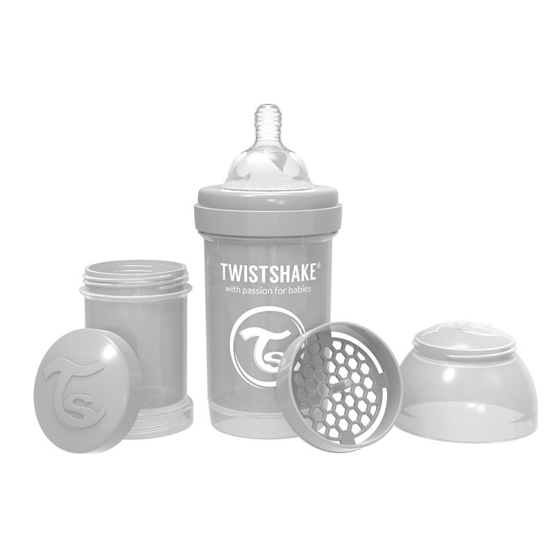 Шише Против Колики За Бебета Twistshake 180 Мл Сиво
