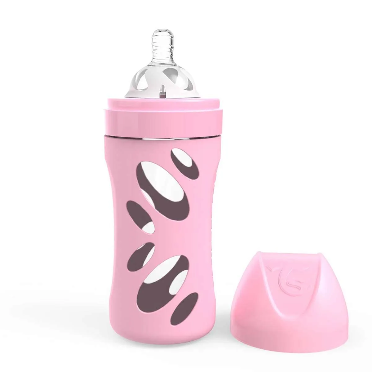 Glass Baby Bottle Against Colic Twistshake 260 Ml. Pink