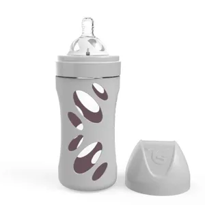 Стъклено Шише За Бебета Против Колики Twistshake 260 Мл. Сиво