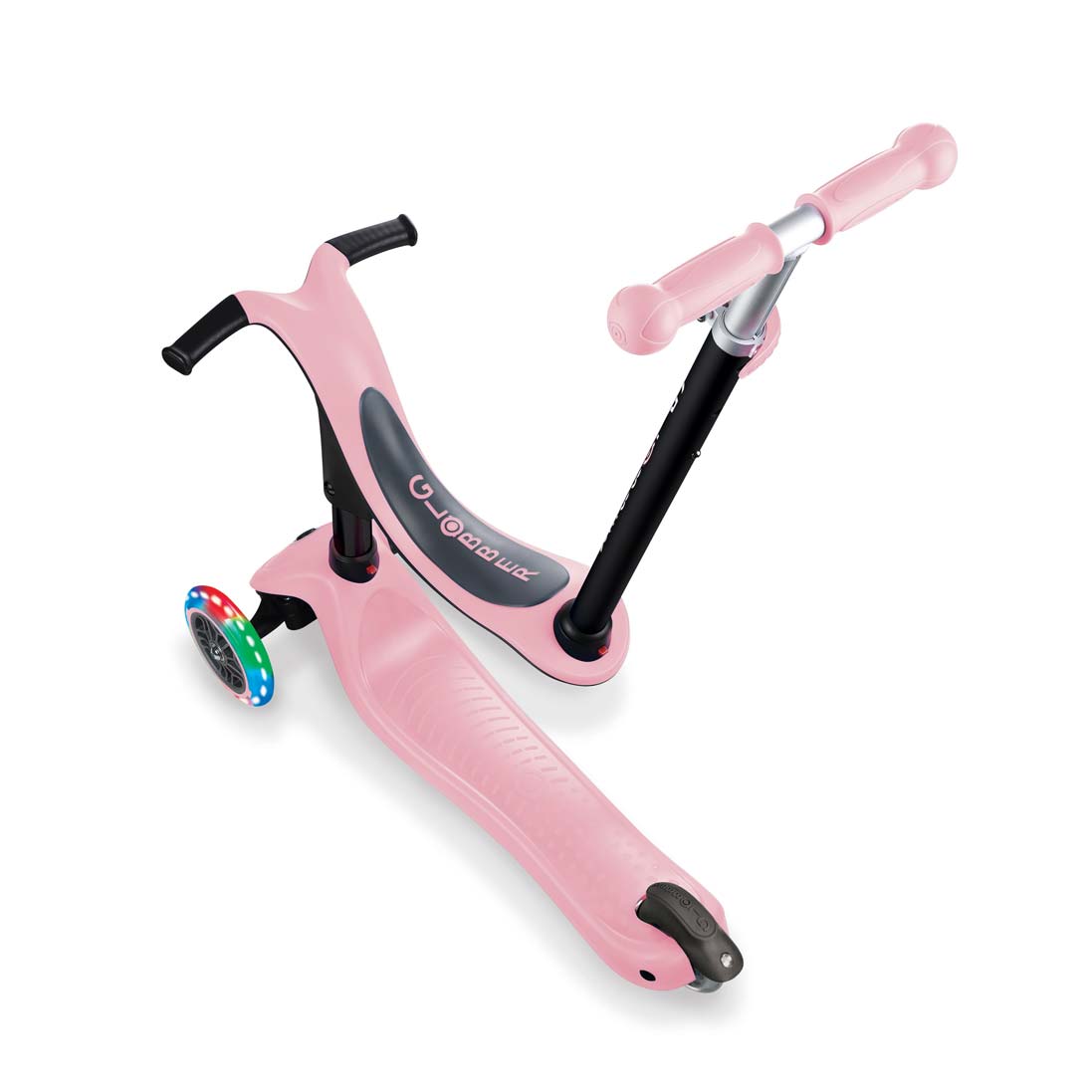 Тротинетка Globber 4 в 1 Със Стабилизатор, Go Up Sporty Lights - Пепел От Рози