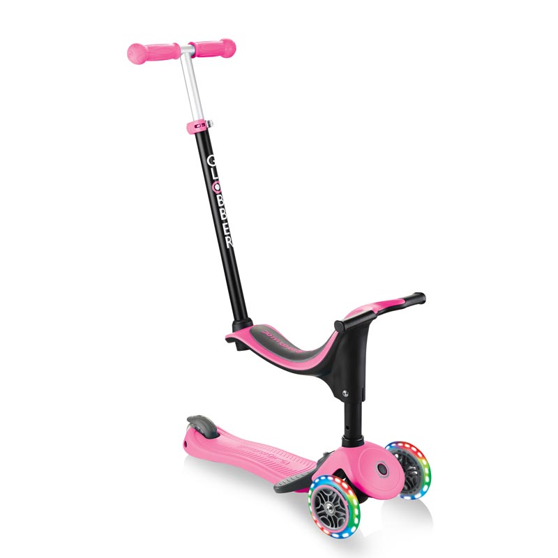 Тротинетка Globber 4 в 1 Със Стабилизатор, Go Up Sporty Plus Lights – Наситено Розова