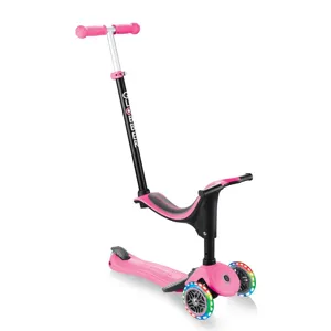 Тротинетка Globber 4 в 1 Със Стабилизатор, Go Up Sporty Plus Lights – Наситено Розова