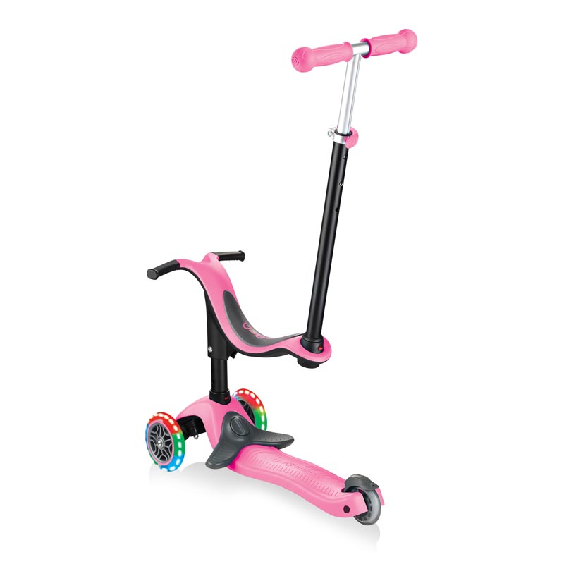 Тротинетка Globber 4 в 1 Със Стабилизатор, Go Up Sporty Plus Lights – Наситено Розова