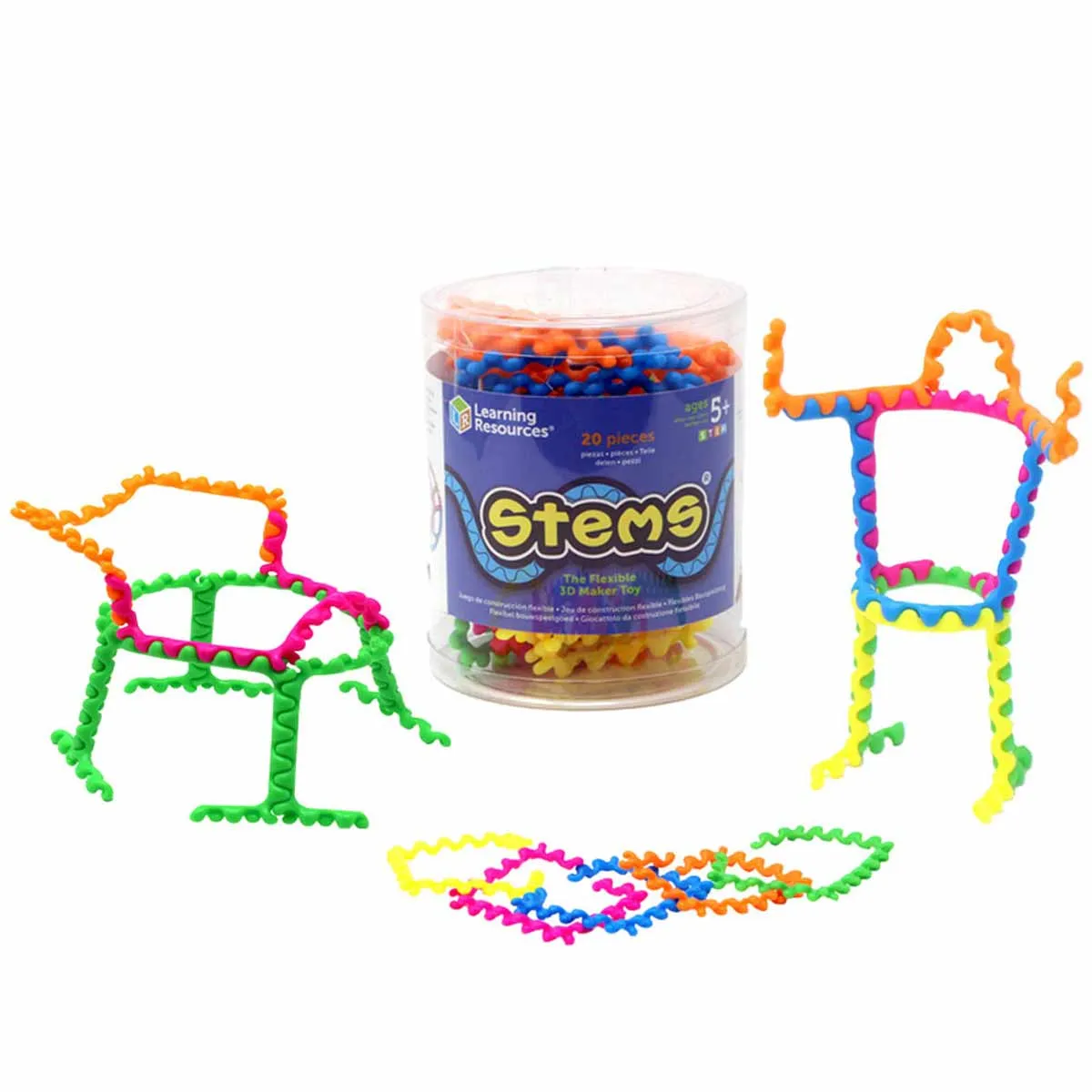 Цветен Конструктор с Гъвкави Части - 20 Броя, Stems