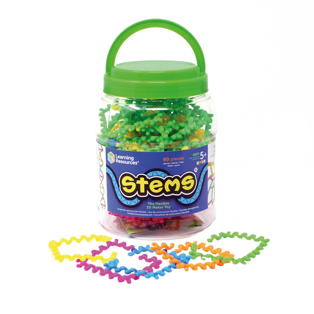 Цветен Конструктор с Гъвкави Части - 60 Броя, Stems
