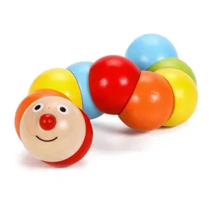 Цветна Дървена Гъсеница - Дървена Играчка