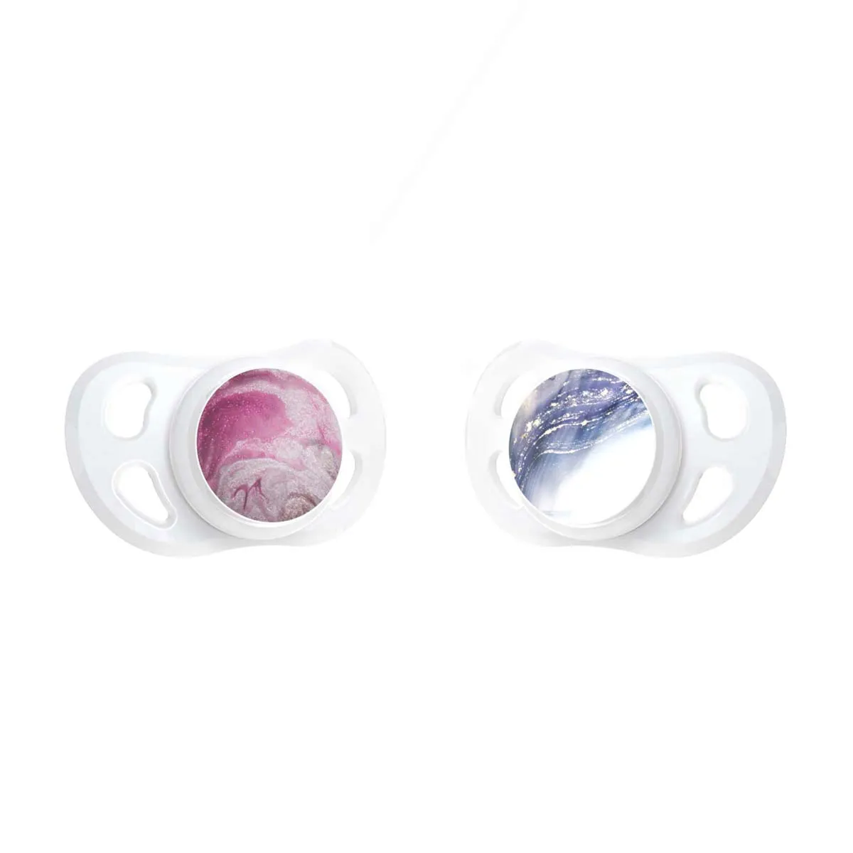 Twistshake 2-Pack Baby Pacifiers 0-6 Months, Marble Pink and Purple