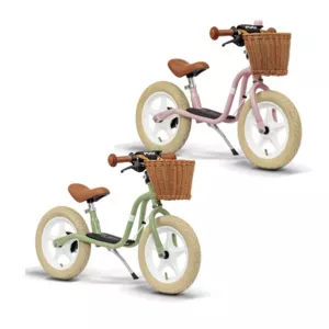 Balance bike with basket PUKY LR 1L CLASSIC in retro green color