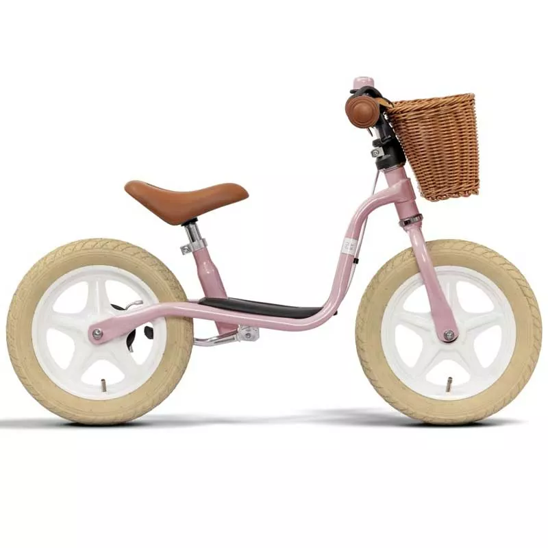 Balance bike with basket PUKY LR 1L CLASSIC in retro pink color