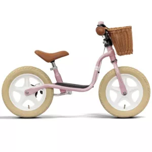 Balance bike with basket PUKY LR 1L CLASSIC in retro pink color
