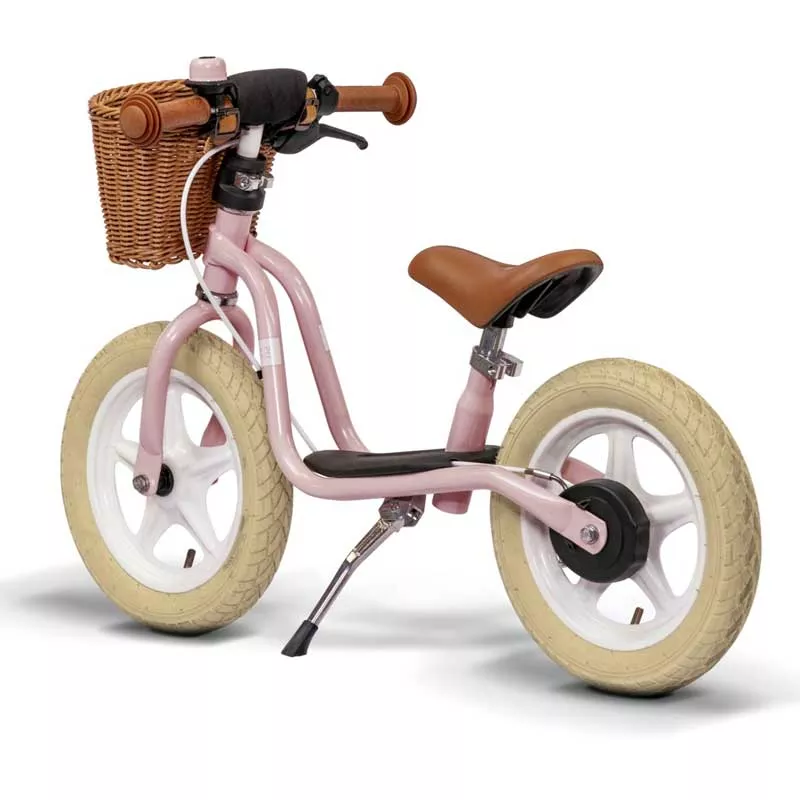 Balance bike with basket PUKY LR 1L CLASSIC in retro pink color