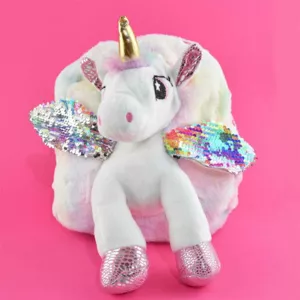 3D children's backpack for a girl "White Unicorn", 30 cm