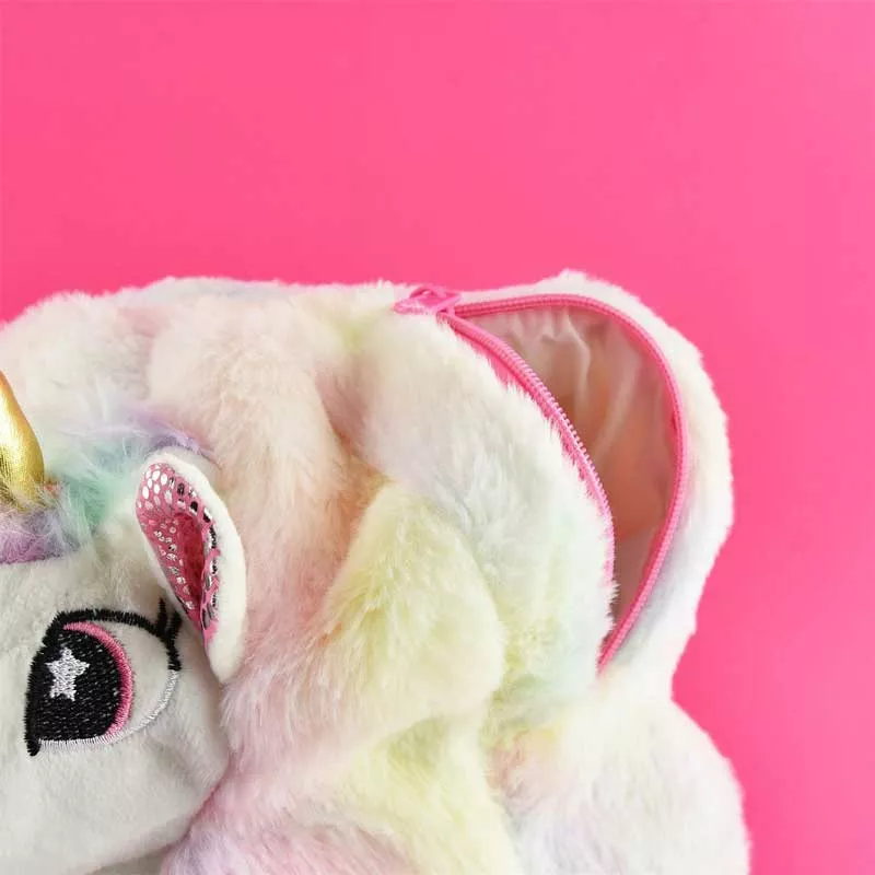 3D children's backpack for a girl "White Unicorn", 30 cm