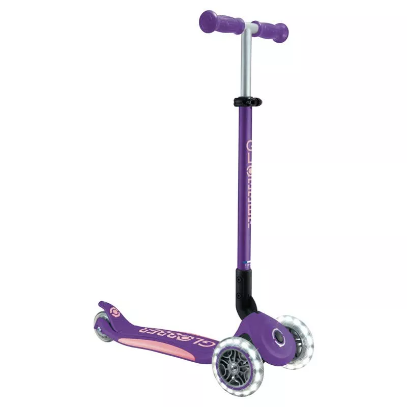 Folding scooter with illuminated wheels ELITE LIGHTS - purple