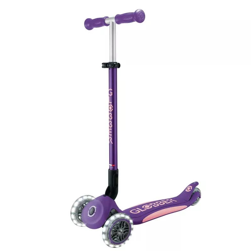 Folding scooter with illuminated wheels ELITE LIGHTS - purple