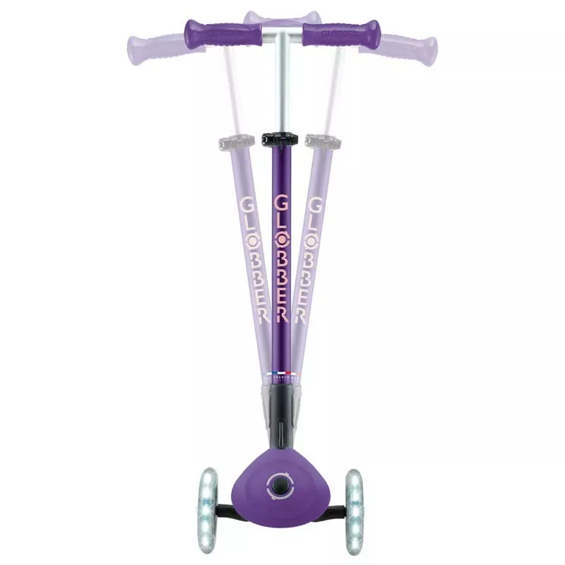 Folding scooter with illuminated wheels ELITE LIGHTS - purple