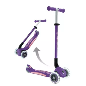Folding scooter with illuminated wheels ELITE LIGHTS - purple