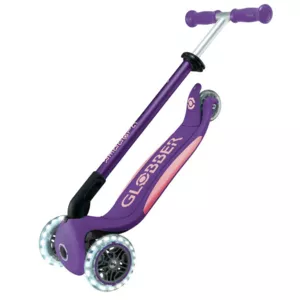 Folding scooter with illuminated wheels ELITE LIGHTS - purple