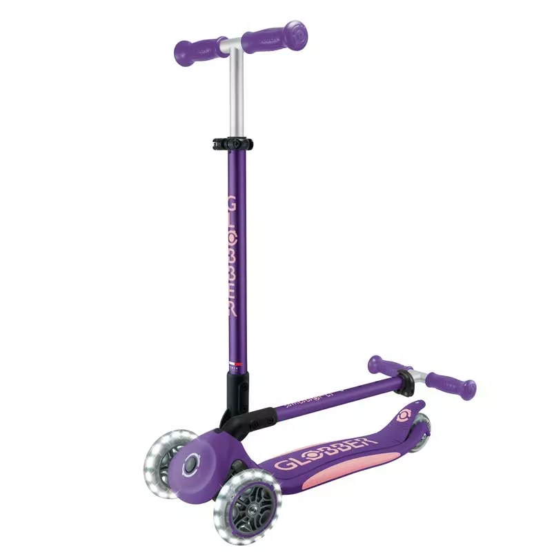 Folding scooter with illuminated wheels ELITE LIGHTS - purple