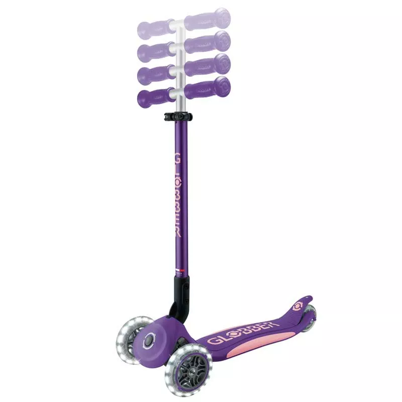 Folding scooter with illuminated wheels ELITE LIGHTS - purple