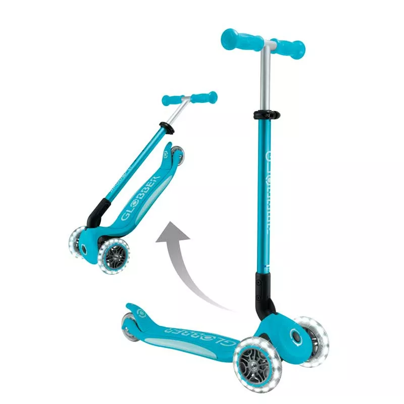 Foldable scooter with light-up wheels ELITE LIGHTS - aqua