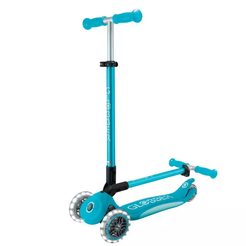 Foldable scooter with light-up wheels ELITE LIGHTS - aqua