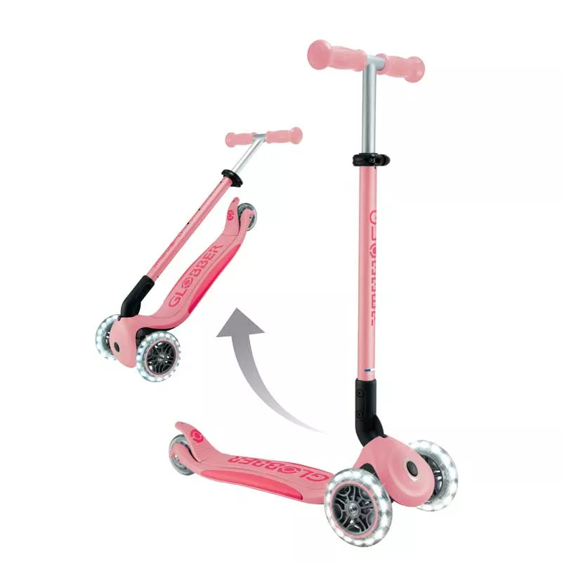 Folding scooter with light-up wheels ELITE LIGHTS - pink