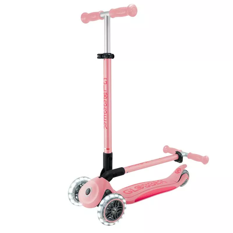 Folding scooter with light-up wheels ELITE LIGHTS - pink