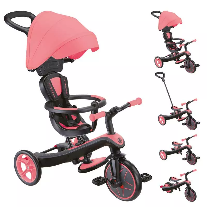Tricycle 4 in 1 GLOBBER EXPLORER TRIKE with canopy - pink