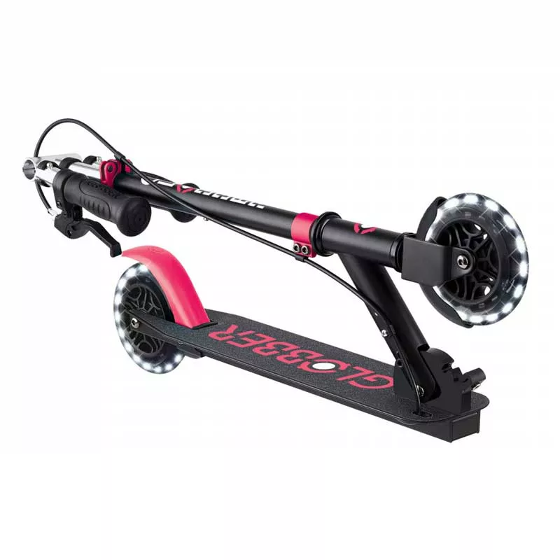 Scooter with hand brake FLOW ELEMENT JUNIOR LIGHTS, black-pink